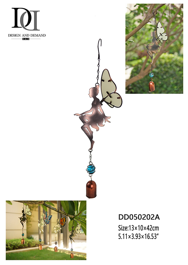 Metal with Glass Fairy Wind Chime Bell Garden Decoration