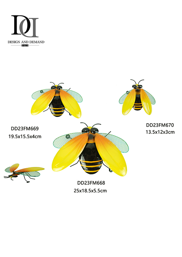Art Decorative Metal Bee Wall Decor Hanging 3D Iron Bee Art Sculpture Hanging Wall Decorations For Outdoor Home